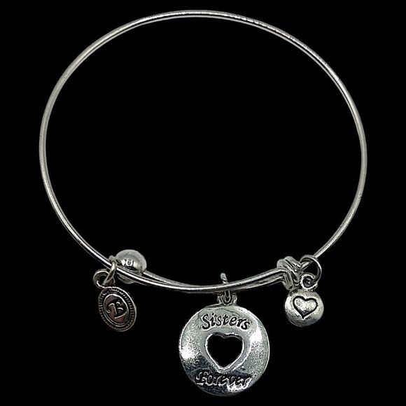 Brighton Sisters Forever Bangle Bracelet Expandable Silver Tone Charm Vintage  - Picture 16 of 16